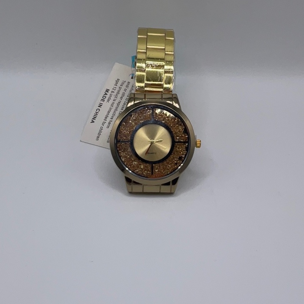 Gold Watch with Black Accents